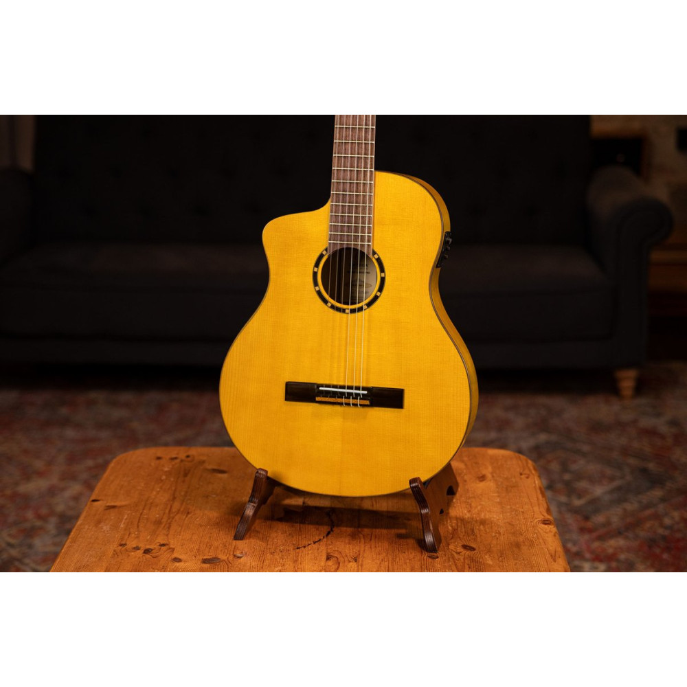 Ortega RCE170F-L Family Series Pro 4/4 Acoustic Guitar 6 String Lefty - Solid Spruce / Cypress Gloss Stain Yellow + Gig 