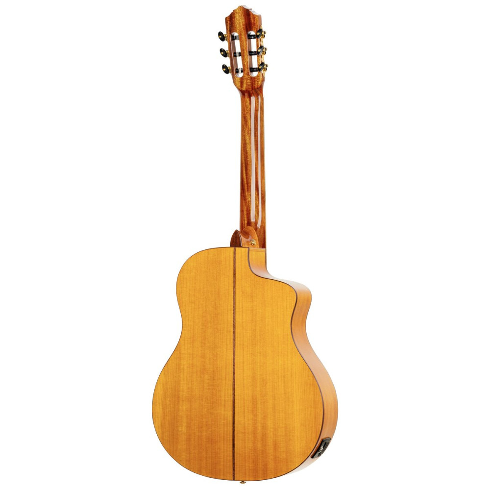 Ortega RCE170F-L Family Series Pro 4/4 Acoustic Guitar 6 String Lefty - Solid Spruce / Cypress Gloss Stain Yellow + Gig 