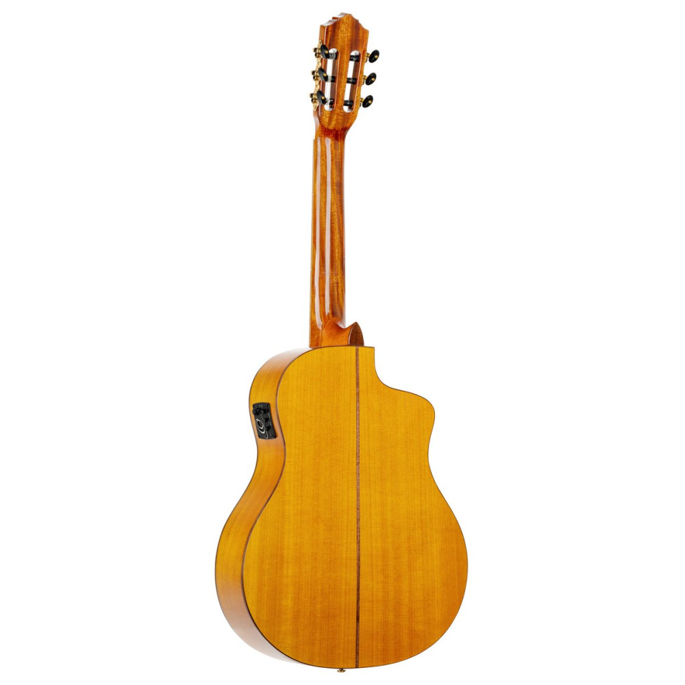 Ortega RCE170F-L Family Series Pro 4/4 Acoustic Guitar 6 String Lefty - Solid Spruce / Cypress Gloss Stain Yellow + Gig 