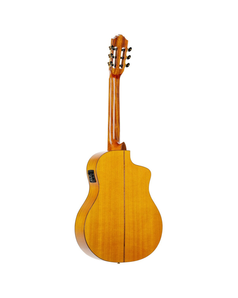 Ortega RCE170F-L Family Series Pro 4/4 Acoustic Guitar 6 String Lefty - Solid Spruce / Cypress Gloss Stain Yellow + Gig 