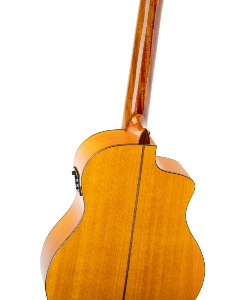 Ortega RCE170F-L Family Series Pro 4/4 Acoustic Guitar 6 String Lefty - Solid Spruce / Cypress Gloss Stain Yellow + Gig 