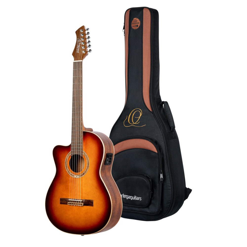 Ortega RCE238SN-FT-L Performer Series 4/4 Classical Guitar 6-String Lefty - Sunburst + Gig Bag