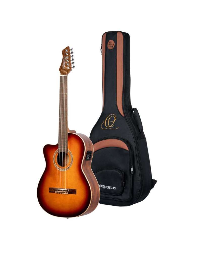 Ortega RCE238SN-FT-L Performer Series 4/4 Classical Guitar 6-String Lefty - Sunburst + Gig Bag