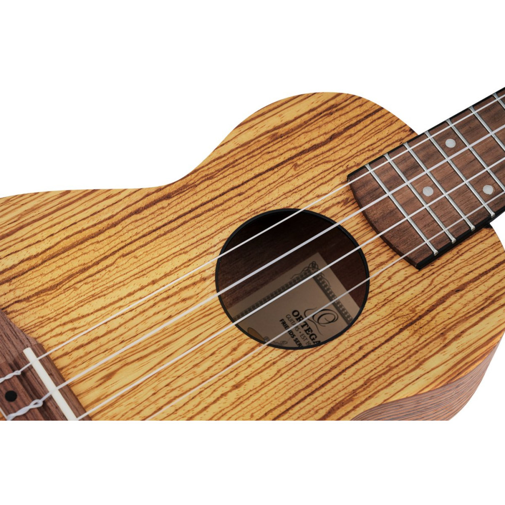 Ortega RFU10Z Timber Series Soprano Ukulele 4 String - Zebrawood Natural + Bag
