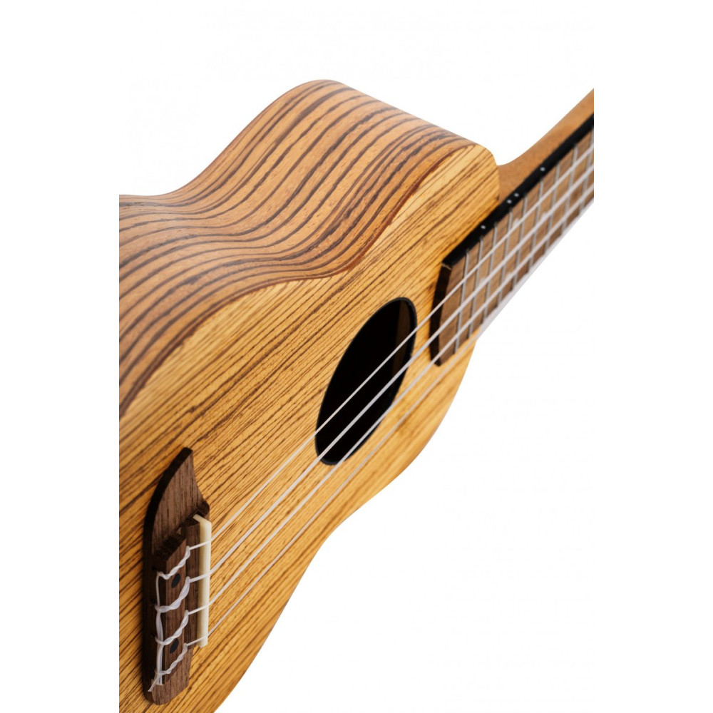 Ortega RFU10Z Timber Series Soprano Ukulele 4 String - Zebrawood Natural + Bag