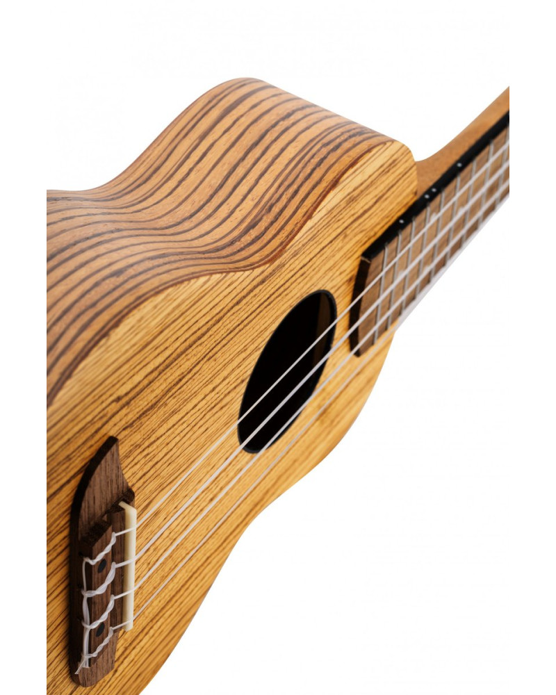 Ortega RFU10Z Timber Series Soprano Ukulele 4 String - Zebrawood Natural + Bag