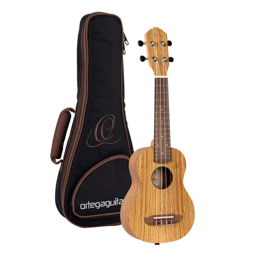 Ortega RFU10Z Timber Series Soprano Ukulele 4 String - Zebrawood Natural + Bag