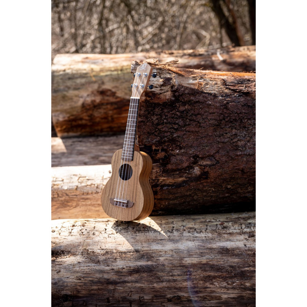 Ortega RFU10Z Timber Series Soprano Ukulele 4 String - Zebrawood Natural + Bag