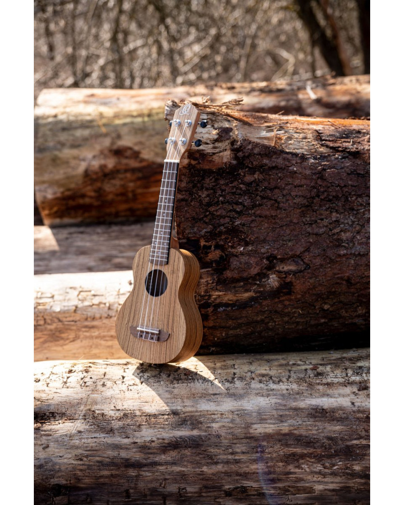 Ortega RFU10Z Timber Series Soprano Ukulele 4 String - Zebrawood Natural + Bag