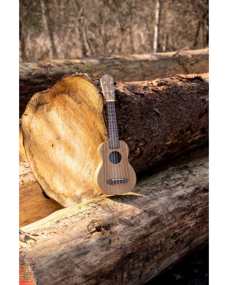 Ortega RFU10Z Timber Series Soprano Ukulele 4 String - Zebrawood Natural + Bag