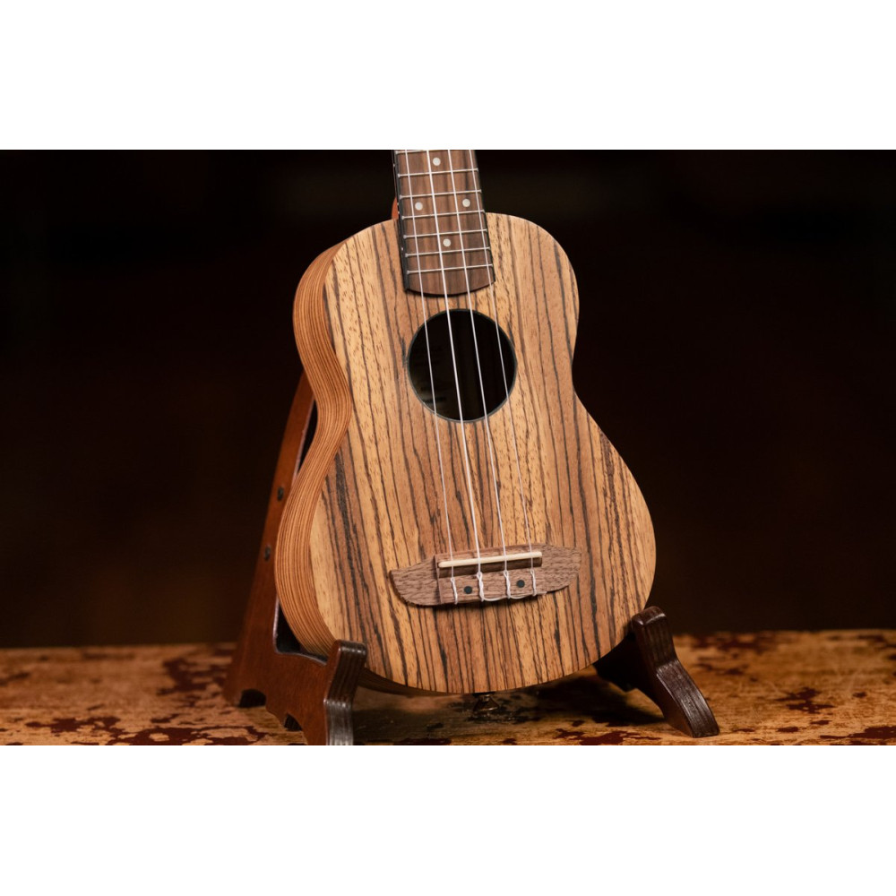 Ortega RFU10Z Timber Series Soprano Ukulele 4 String - Zebrawood Natural + Bag