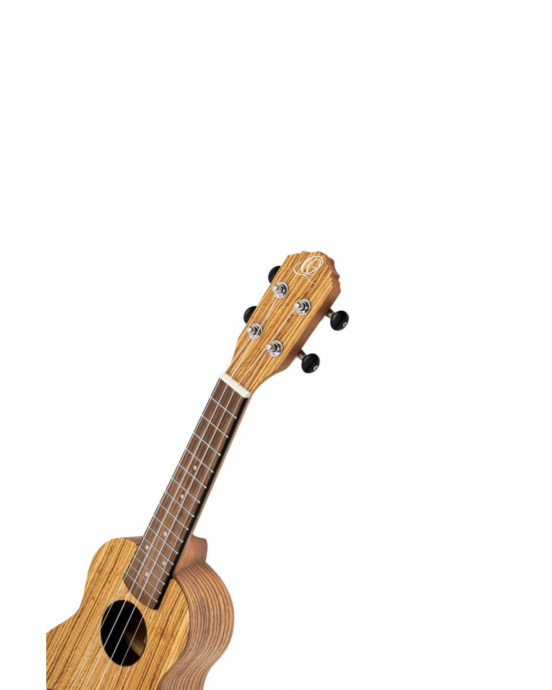 Ortega RFU10Z Timber Series Soprano Ukulele 4 String - Zebrawood Natural + Bag