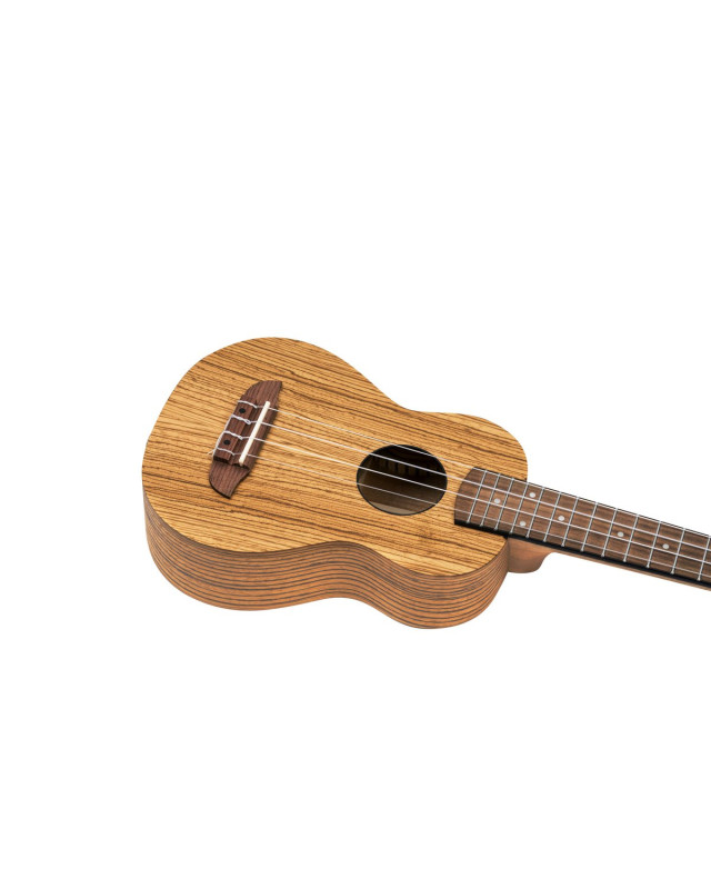 Ortega RFU10Z Timber Series Soprano Ukulele 4 String - Zebrawood Natural + Bag