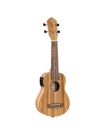 Ortega RFU10ZE Timber Series Soprano Preamp Ukulele 4 String - Zebrawood Natural + Bag