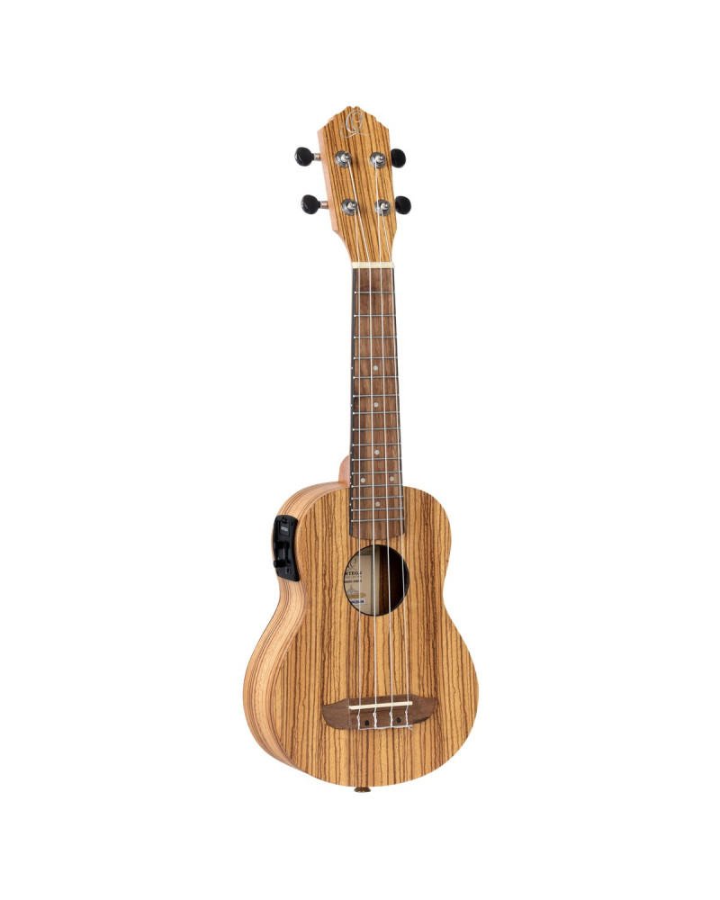 Ortega RFU10ZE Timber Series Soprano Preamp Ukulele 4 String - Zebrawood Natural + Bag
