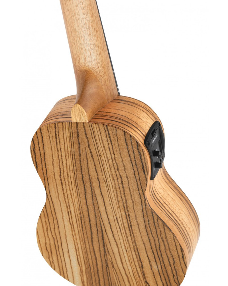 Ortega RFU10ZE Timber Series Soprano Preamp Ukulele 4 String - Zebrawood Natural + Bag