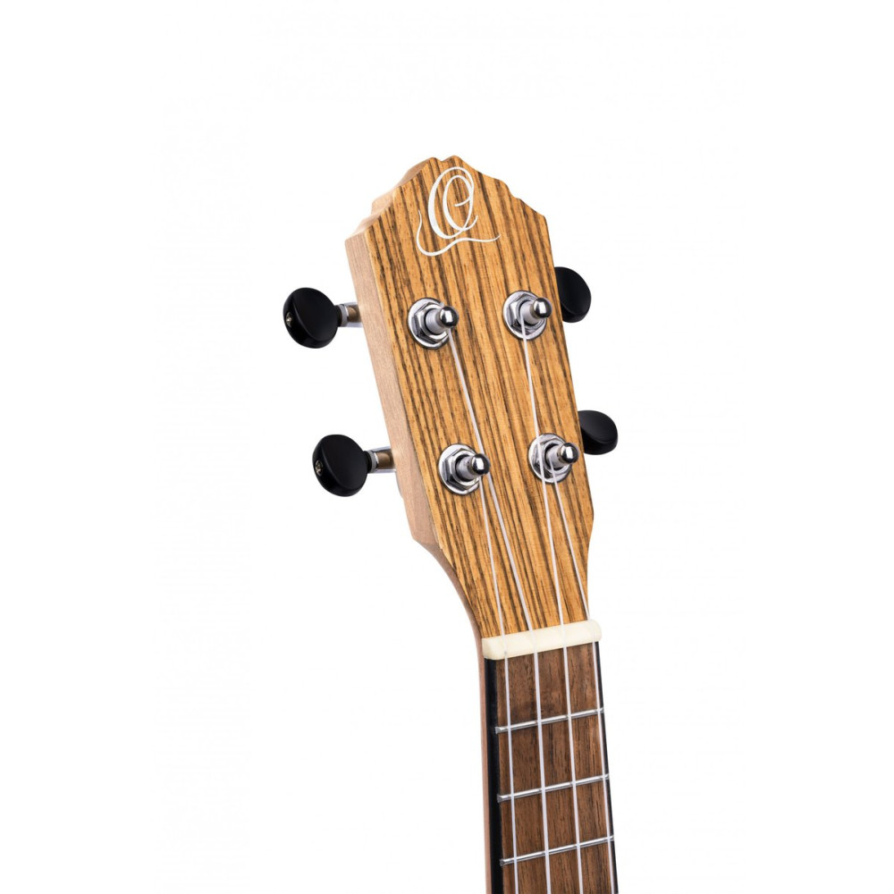 Ortega RFU10ZE Timber Series Soprano Preamp Ukulele 4 String - Zebrawood Natural + Bag