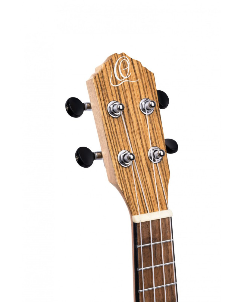Ortega RFU10ZE Timber Series Soprano Preamp Ukulele 4 String - Zebrawood Natural + Bag