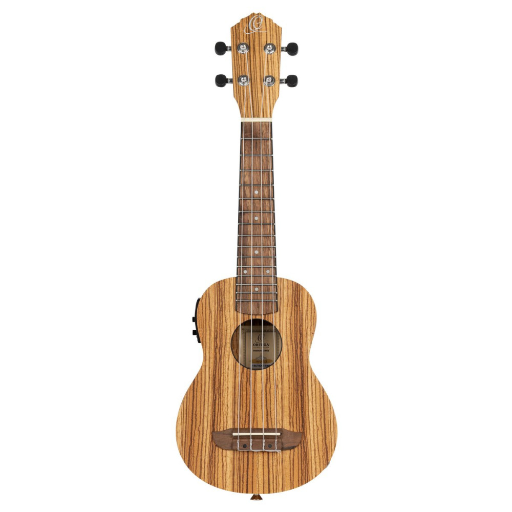 Ortega RFU10ZE Timber Series Soprano Preamp Ukulele 4 String - Zebrawood Natural + Bag