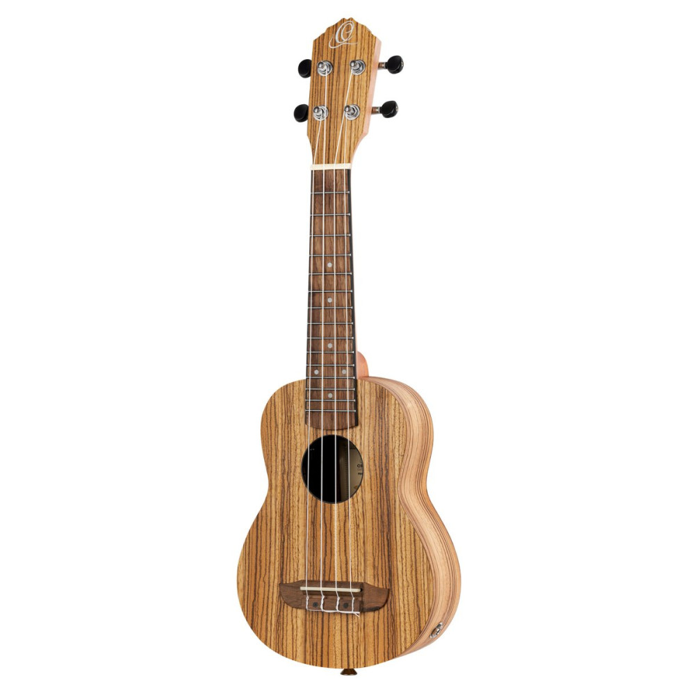 Ortega RFU10ZE Timber Series Soprano Preamp Ukulele 4 String - Zebrawood Natural + Bag