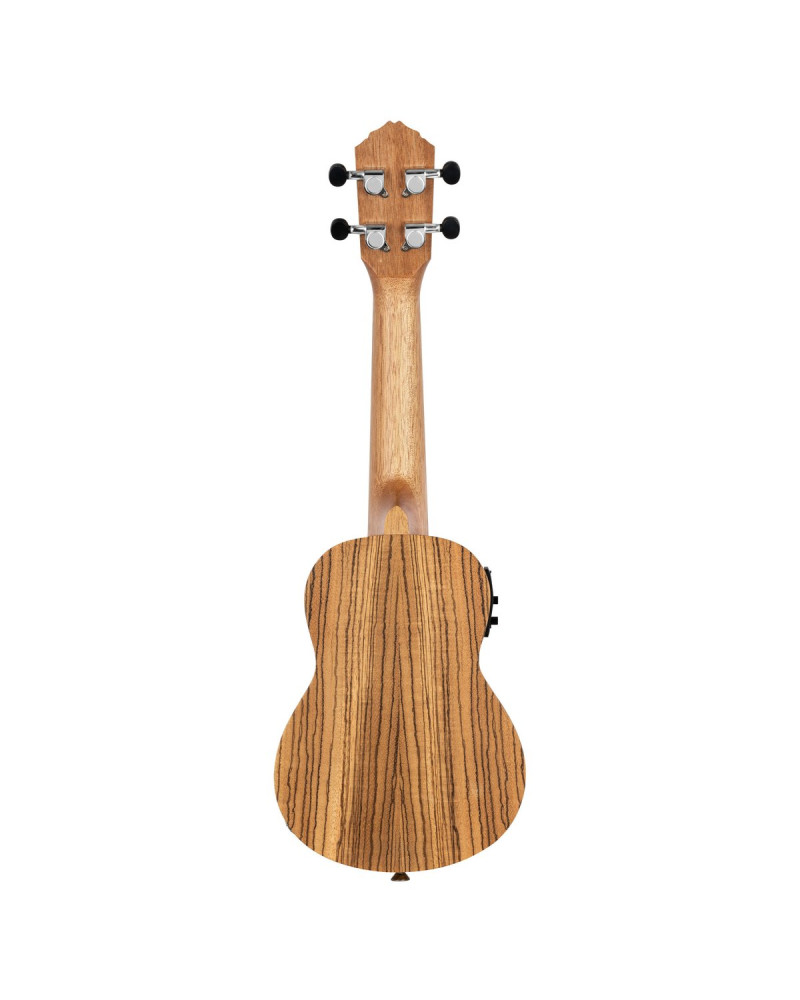 Ortega RFU10ZE Timber Series Soprano Preamp Ukulele 4 String - Zebrawood Natural + Bag