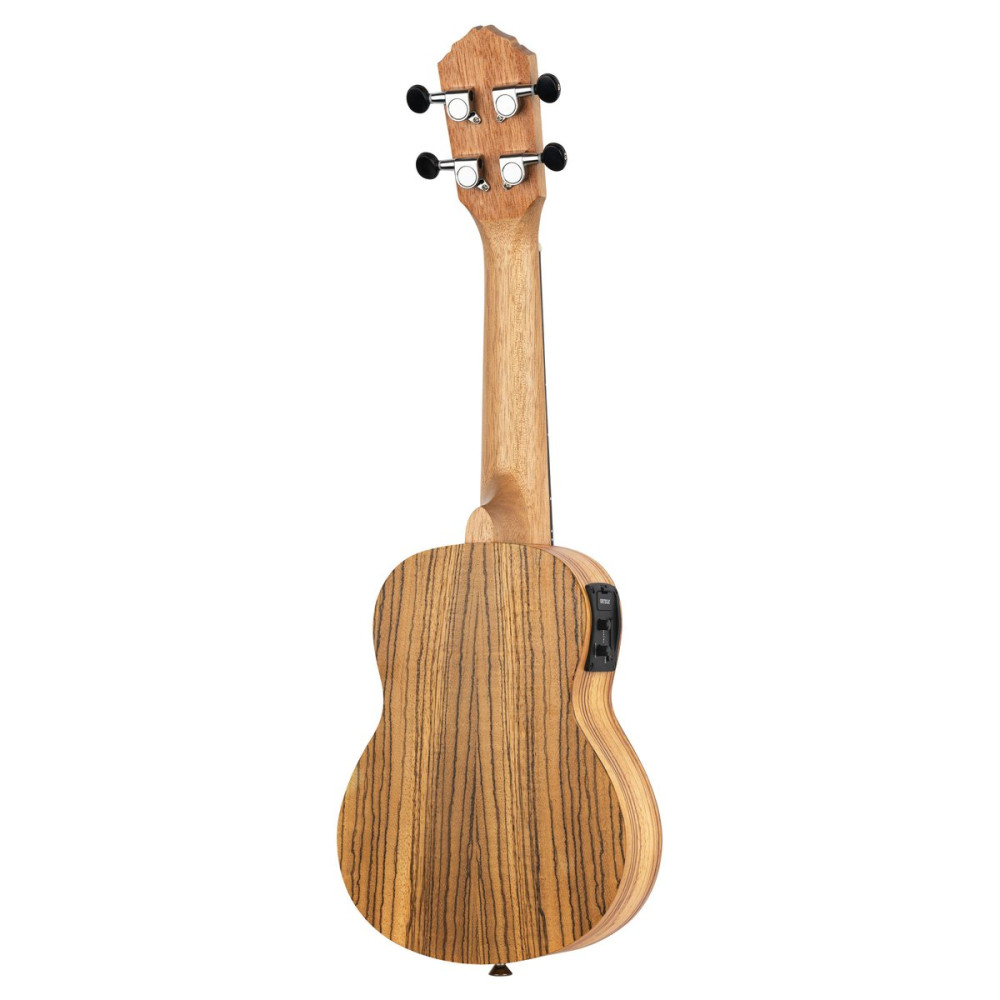 Ortega RFU10ZE Timber Series Soprano Preamp Ukulele 4 String - Zebrawood Natural + Bag