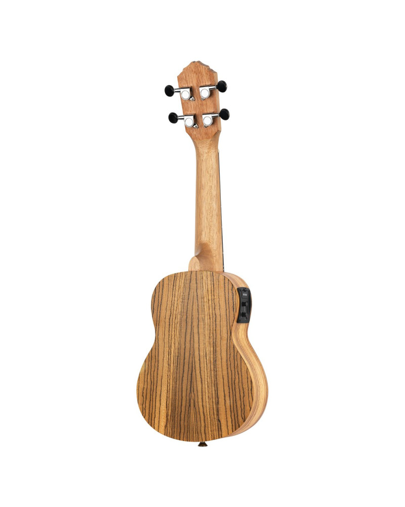 Ortega RFU10ZE Timber Series Soprano Preamp Ukulele 4 String - Zebrawood Natural + Bag