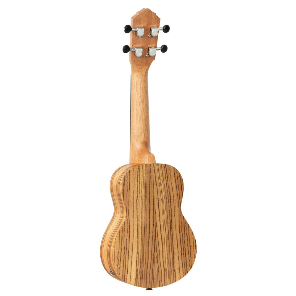 Ortega RFU10ZE Timber Series Soprano Preamp Ukulele 4 String - Zebrawood Natural + Bag