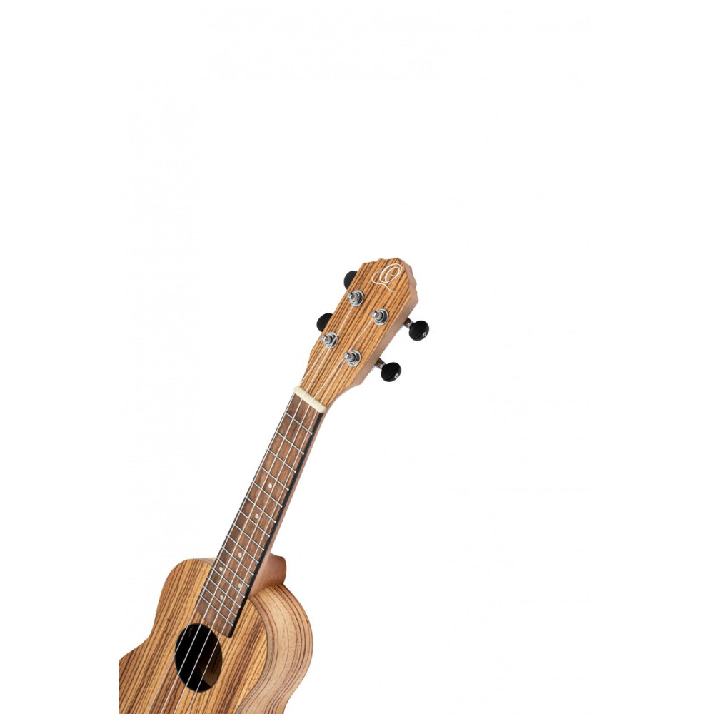Ortega RFU10ZE Timber Series Soprano Preamp Ukulele 4 String - Zebrawood Natural + Bag