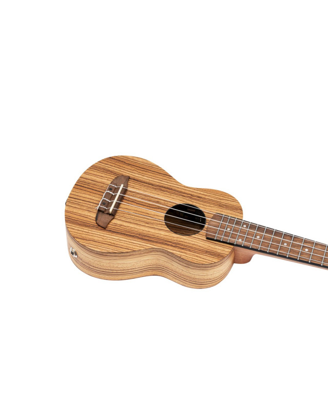 Ortega RFU10ZE Timber Series Soprano Preamp Ukulele 4 String - Zebrawood Natural + Bag