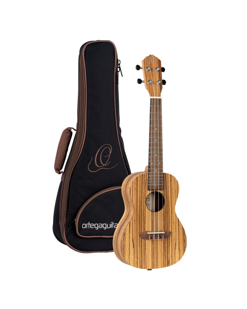 Ortega RFU11Z Timber Series Concert Ukulele 4 String - Zebrawood Natural + Bag
