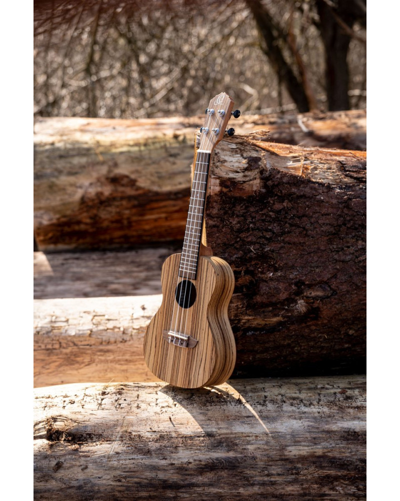 Ortega RFU11Z Timber Series Concert Ukulele 4 String - Zebrawood Natural + Bag