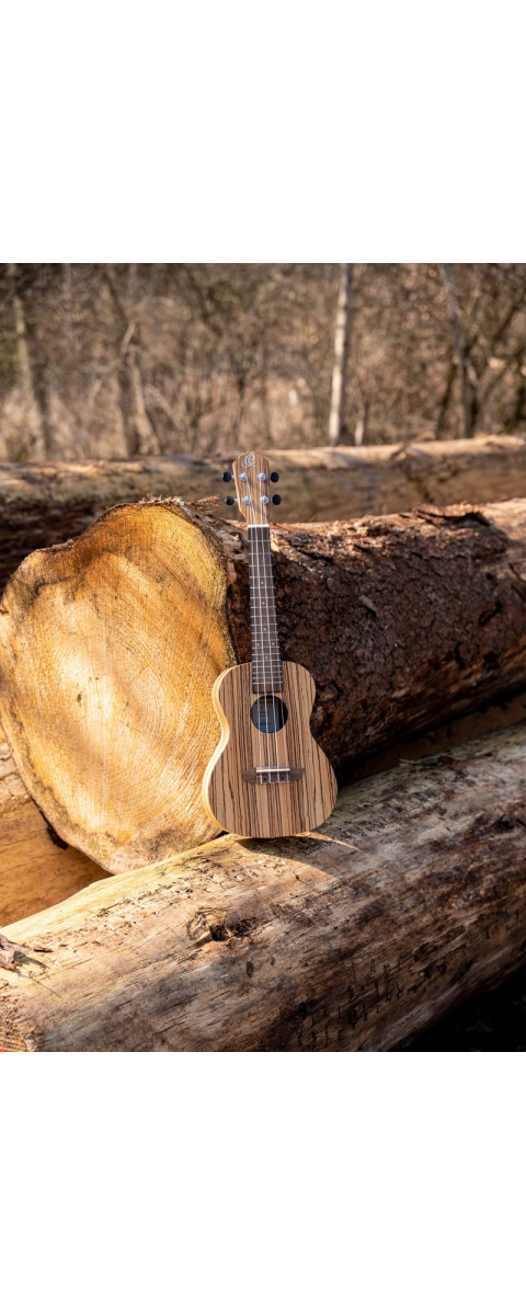 Ortega RFU11Z Timber Series Concert Ukulele 4 String - Zebrawood Natural + Bag