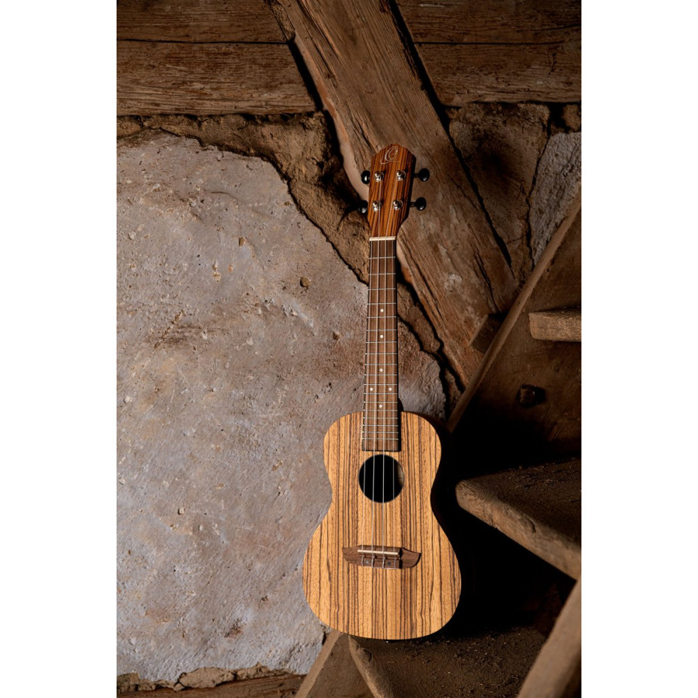 Ortega RFU11Z Timber Series Concert Ukulele 4 String - Zebrawood Natural + Bag