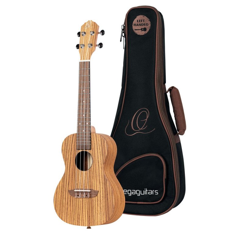 Ortega RFU11Z-L Timber Series Concert Ukulele 4 String Lefty - Zebrawood Natural + Bag