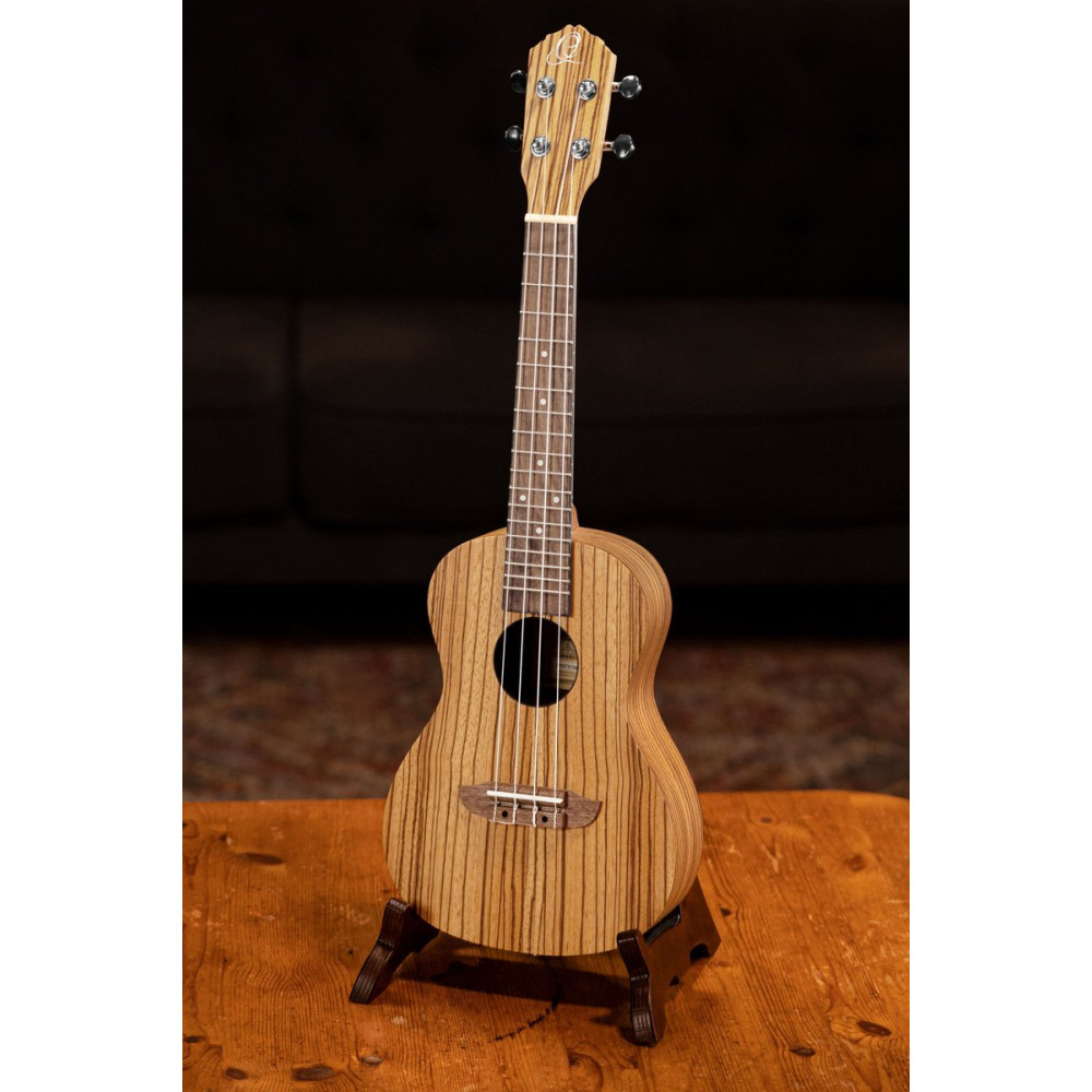 Ortega RFU11Z-L Timber Series Concert Ukulele 4 String Lefty - Zebrawood Natural + Bag