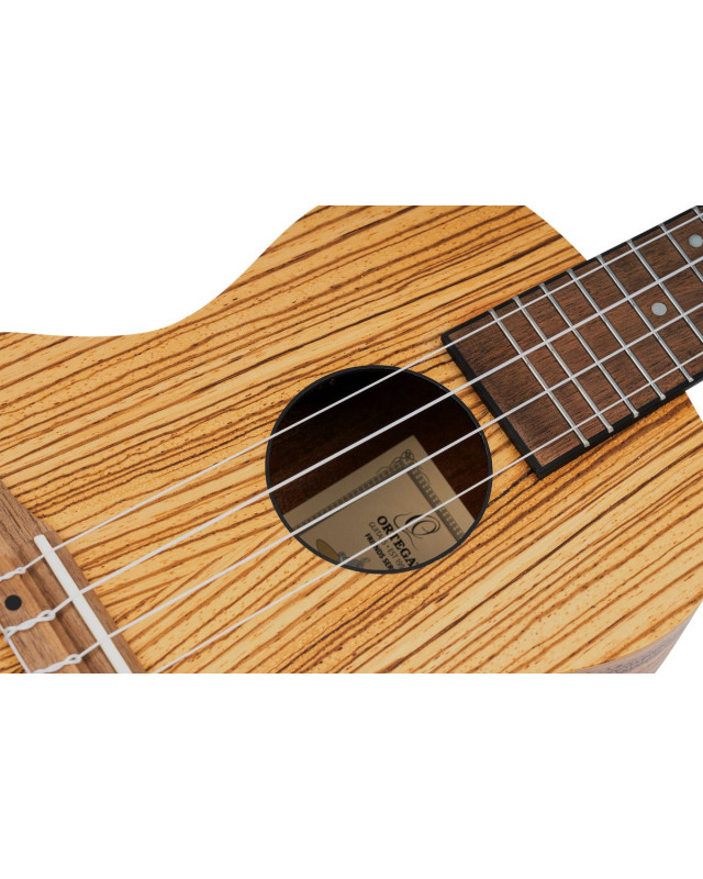 Ortega RFU11ZE Timber Series Concert Preamp Ukulele 4 String - Zebrawood Natural + Bag