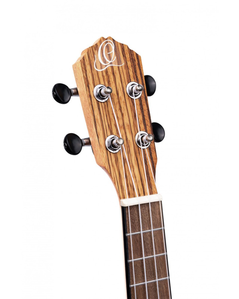 Ortega RFU11ZE Timber Series Concert Preamp Ukulele 4 String - Zebrawood Natural + Bag