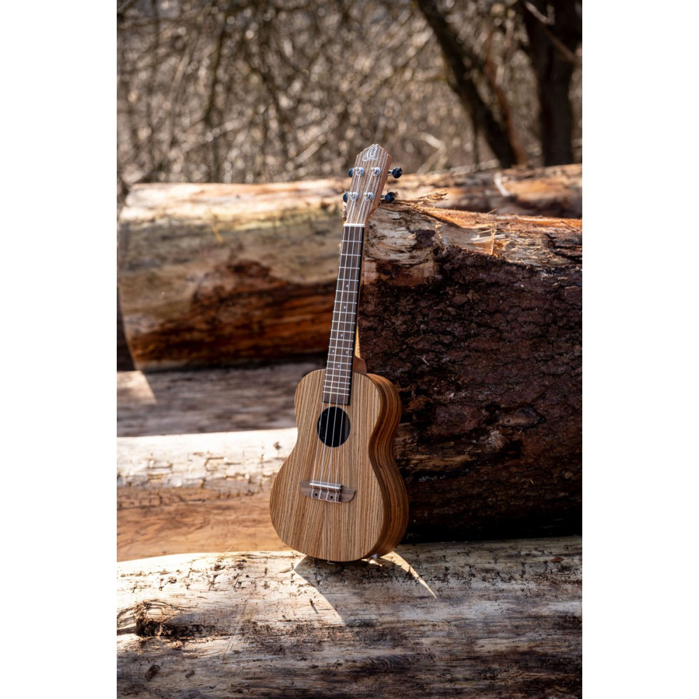 Ortega RFU11ZE Timber Series Concert Preamp Ukulele 4 String - Zebrawood Natural + Bag