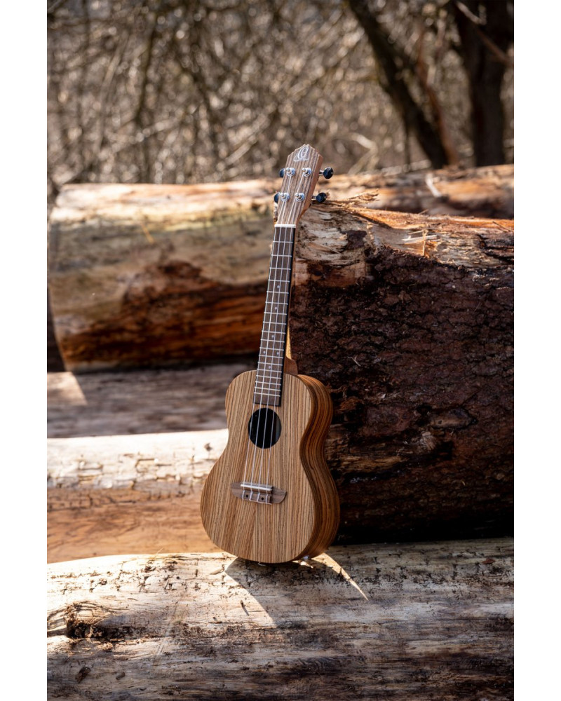 Ortega RFU11ZE Timber Series Concert Preamp Ukulele 4 String - Zebrawood Natural + Bag