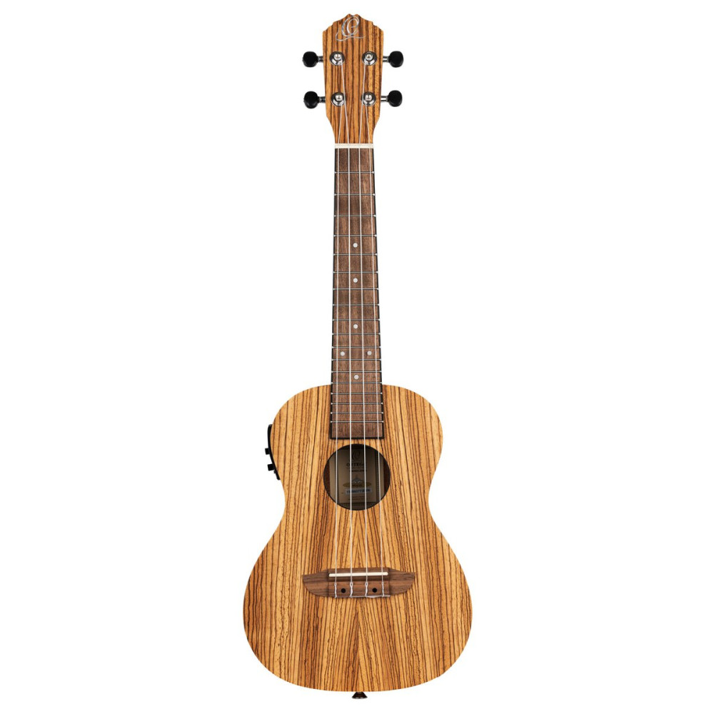Ortega RFU11ZE Timber Series Concert Preamp Ukulele 4 String - Zebrawood Natural + Bag