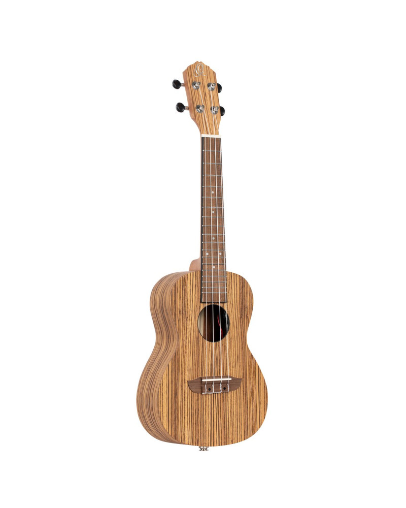 Ortega RFU11ZE-L Timber Series Concert Preamp Ukulele 4 String Lefty - Zebrawood Natural + Bag