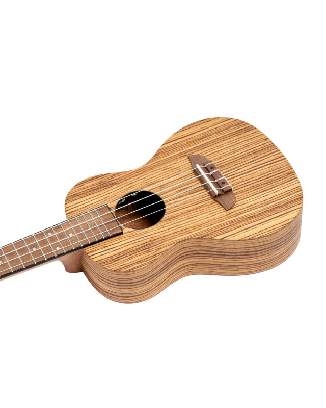 Ortega RFU11ZE-L Timber Series Concert Preamp Ukulele 4 String Lefty - Zebrawood Natural + Bag