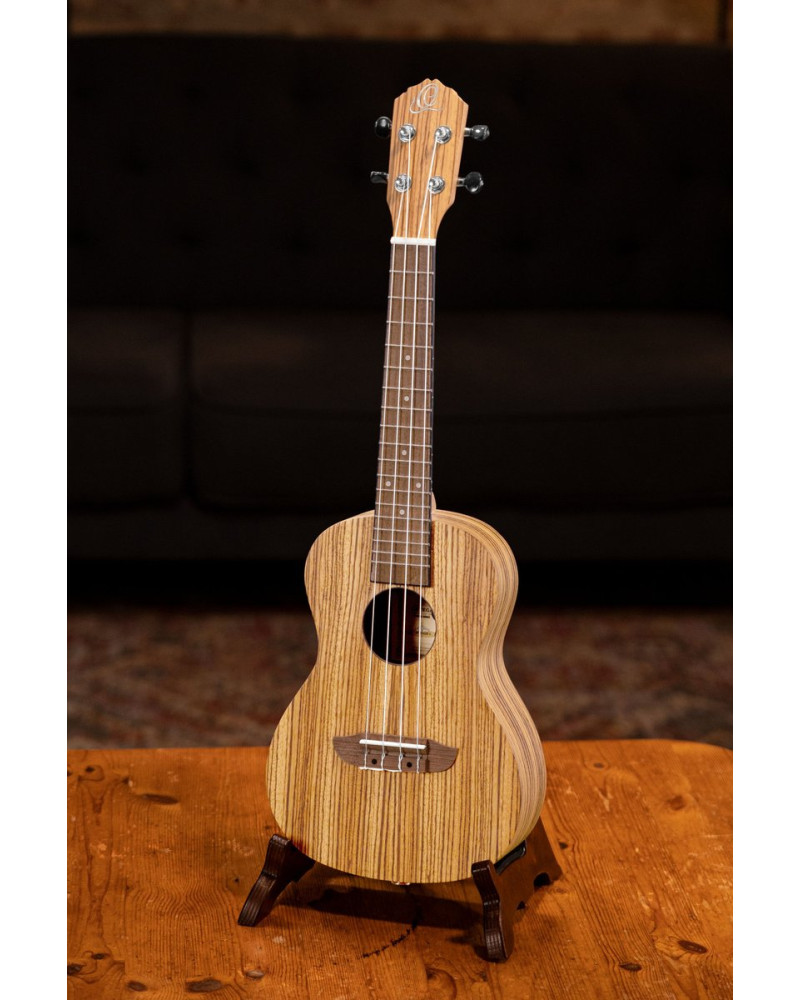 Ortega RFU11ZE-L Timber Series Concert Preamp Ukulele 4 String Lefty - Zebrawood Natural + Bag
