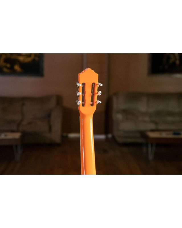 Ortega RGA-ORG Gaucho Series 4/4 Nylon String Guitar 6-String - Orange + Gig Bag