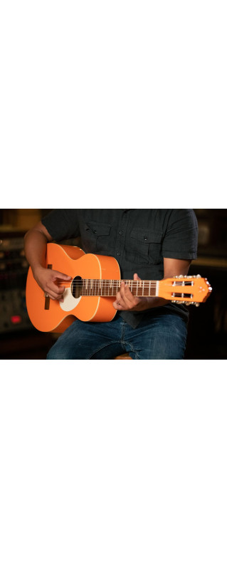 Ortega RGA-ORG Gaucho Series 4/4 Nylon String Guitar 6-String - Orange + Gig Bag