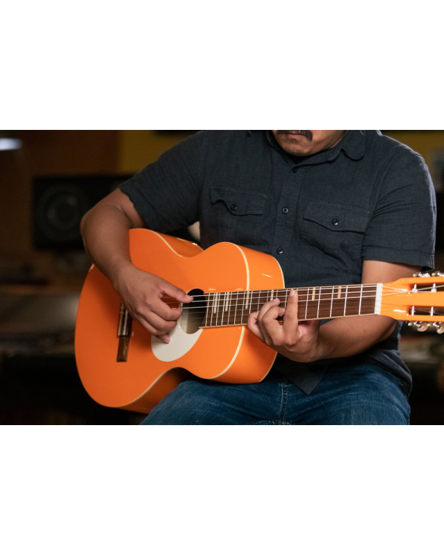 Ortega RGA-ORG Gaucho Series 4/4 Nylon String Guitar 6-String - Orange + Gig Bag