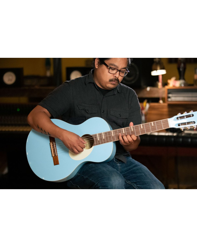 Ortega RGA-SKY Gaucho Series 4/4 Nylon String Guitar 6-String - Sky Blue + Gig Bag
