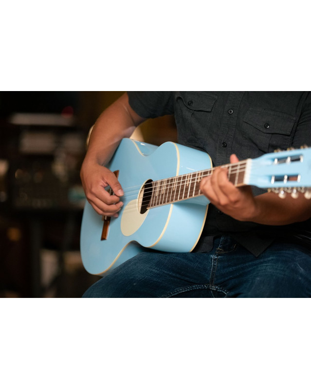 Ortega RGA-SKY Gaucho Series 4/4 Nylon String Guitar 6-String - Sky Blue + Gig Bag