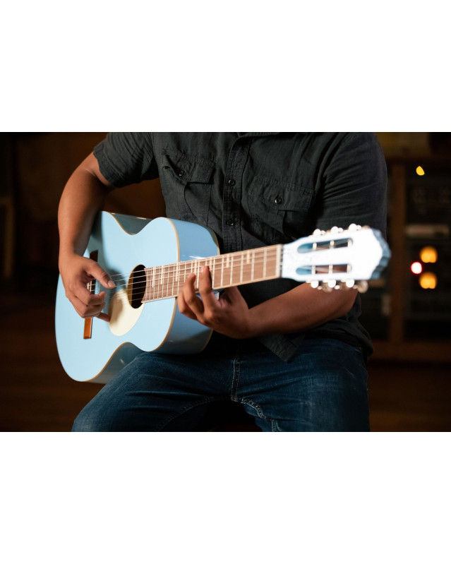 Ortega RGA-SKY Gaucho Series 4/4 Nylon String Guitar 6-String - Sky Blue + Gig Bag